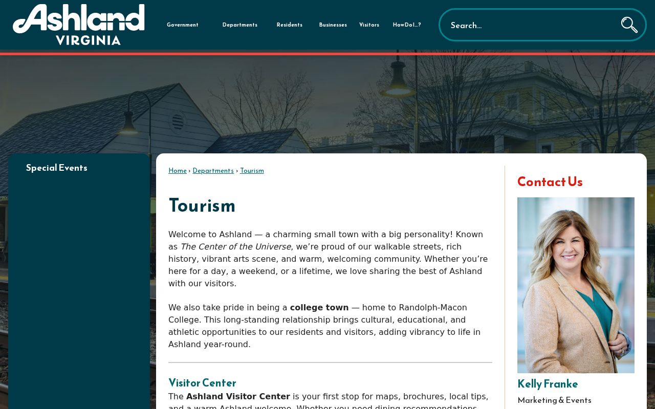 Official Ashland town imagery showing its local identity