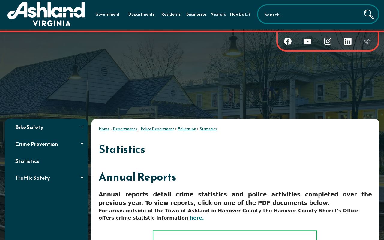 Town of Ashland official statistics page