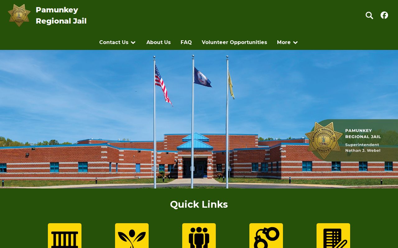 Pamunkey Regional Jail official website for Hanover booking services
