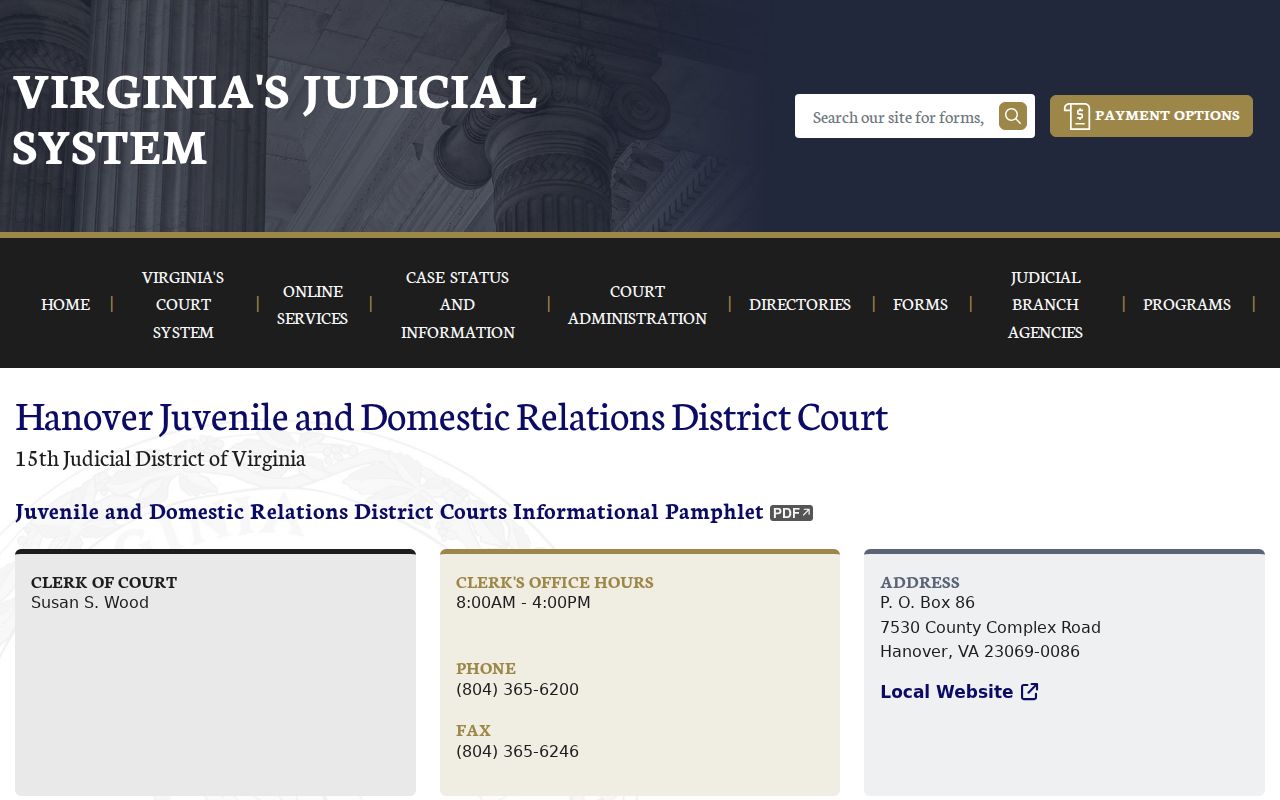 Official Hanover Juvenile and Domestic Relations District Court page