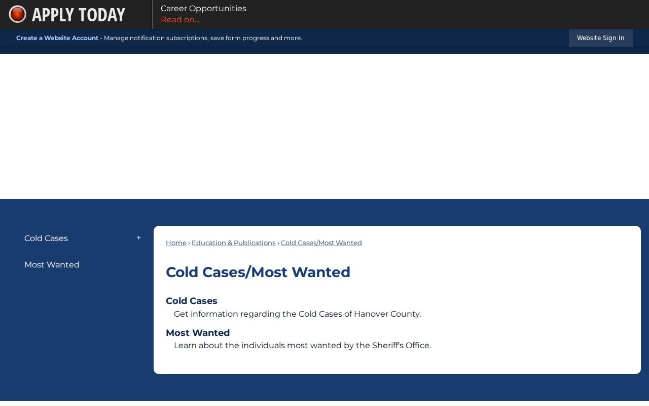 Hanover County warrant records selective most wanted page