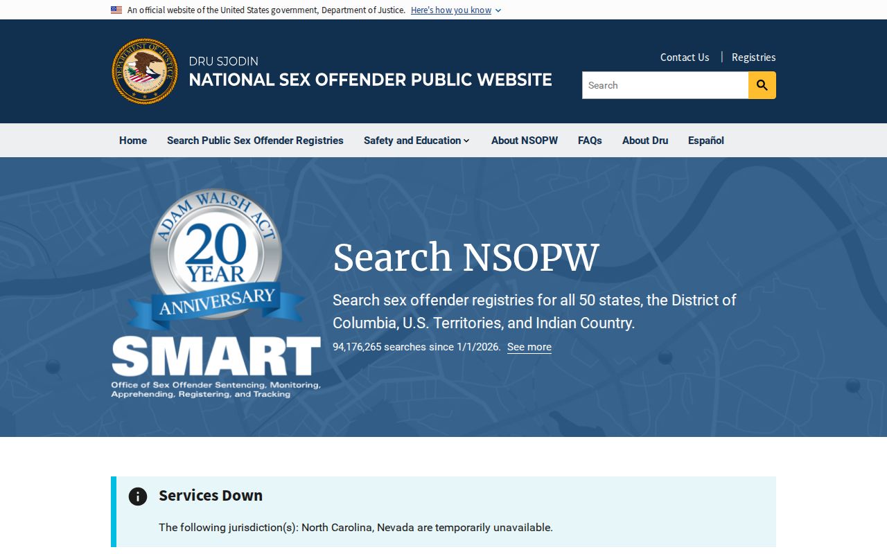 National Sex Offender Public Website name and location search
